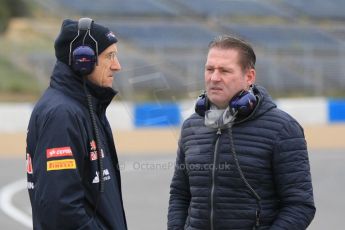World © Octane Photographic Ltd. Scuderia Toro Rosso – Jos Verstappen and Franz Tost. Monday 2nd February 2015, Formula 1 Winter testing, Jerez de la Frontera, Spain. Digital Ref: 1182CB1D1876