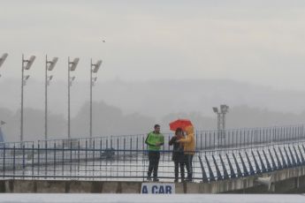 World © Octane Photographic Ltd. Fans in the rain. Monday 2nd  February 2015, Formula 1 Winter testing, Jerez de la Frontera, Spain. Digital Ref : 1182CB1D2328
