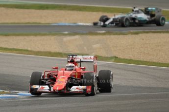 World © Octane Photographic Ltd. Scuderia Ferrari SF-15T – Kimi Raikkonen ahead of Mercedes AMG Petronas F1 W06 Hybrid – Nico Rosberg. Tuesday 3rd February 2015, Formula 1 Winter testing, Jerez de la Frontera, Spain. Digital Ref: 1183CB7D9922