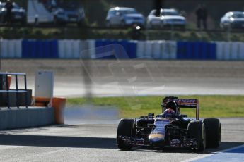 World © Octane Photographic Ltd. Scuderia Toro Rosso STR10 – Max Verstappen stopped at end of the pitlane. Wednesday 4th February 2015, Formula 1 Winter testing, Jerez de la Frontera, Spain. Digital Ref: 1184LB1D4196