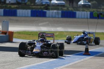 World © Octane Photographic Ltd. Scuderia Toro Rosso STR10 – Max Verstappen stopped at end of the pitlane. Wednesday 4th February 2015, Formula 1 Winter testing, Jerez de la Frontera, Spain. Digital Ref: 1184LB1D4212