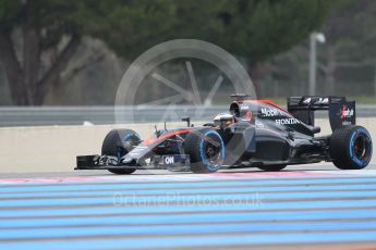 World © Octane Photographic Ltd. Pirelli wet tyre test, Paul Ricard, France. Monday 25th January 2016. McLaren Honda MP4/30 – Stoffel Vandoorne. Digital Ref: 1498CB1D8513