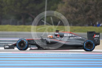 World © Octane Photographic Ltd. Pirelli wet tyre test, Paul Ricard, France. Monday 25th January 2016. McLaren Honda MP4/30 – Stoffel Vandoorne. Digital Ref: 1498CB1D8517