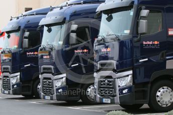orld © Octane Photographic Ltd. Pirelli wet tyre test, Paul Ricard, France. Monday 25th January 2016. Red Bull Racing trucks. Digital Ref: 1498CB7D5082