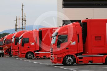 World © Octane Photographic Ltd. Pirelli wet tyre test, Paul Ricard, France. Monday 25th January 2016. Ferrari trucks. Digital Ref: 1498CB7D5084