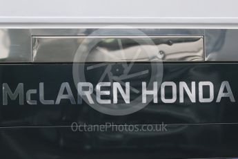 World © Octane Photographic Ltd. Pirelli wet tyre test, Paul Ricard, France. Monday 25th January 2016. McLaren Honda logo. Digital Ref: 1498CB7D5094