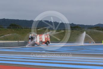 World © Octane Photographic Ltd. Pirelli wet tyre test, Paul Ricard, France. Monday 25th January 2016. Deluge system getting help by support vehicles. Digital Ref: 1498CB7D5134