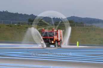 World © Octane Photographic Ltd. Pirelli wet tyre test, Paul Ricard, France. Monday 25th January 2016. Deluge system getting help by support vehicles. Digital Ref: 1498CB7D5142