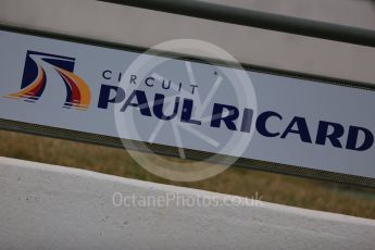 World © Octane Photographic Ltd. Pirelli wet tyre test, Paul Ricard, France. Monday 25th January 2016. Paul Ricard logo. Digital Ref: 1498LB5D5172
