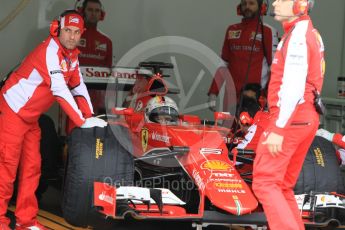 World © Octane Photographic Ltd. Pirelli wet tyre test, Paul Ricard, France. Tuesday 26th January 2016. Ferrari SF15-T – Sebastian Vettel on intermediates. Digital Ref: 1499CB1D0127