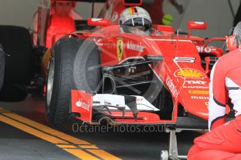 World © Octane Photographic Ltd. Pirelli wet tyre test, Paul Ricard, France. Tuesday 26th January 2016. Ferrari SF15-T – Sebastian Vettel on intermediates. Digital Ref: 1499CB1D0150