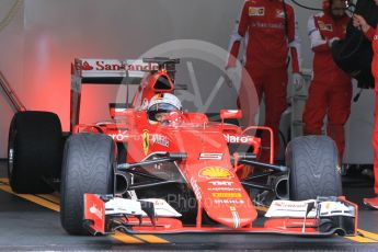 World © Octane Photographic Ltd. Pirelli wet tyre test, Paul Ricard, France. Tuesday 26th January 2016. Ferrari SF15-T – Sebastian Vettel on intermediates. Digital Ref: 1499CB1D0168