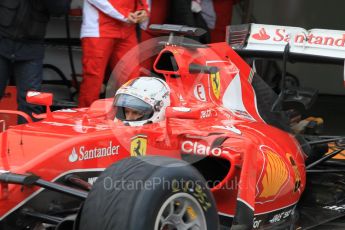 World © Octane Photographic Ltd. Pirelli wet tyre test, Paul Ricard, France. Tuesday 26th January 2016. Ferrari SF15-T – Sebastian Vettel on intermediates. Digital Ref: 1499CB1D0175
