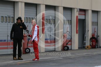 World © Octane Photographic Ltd. Pirelli wet tyre test, Paul Ricard, France. Tuesday 26th January 2016. Jock Clear - Ferrari performance engineer talking with Pirelli. Digital Ref: 1499LB1D6061