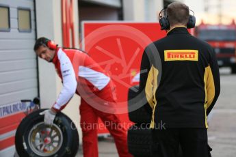 World © Octane Photographic Ltd. Pirelli wet tyre test, Paul Ricard, France. Tuesday 26th January 2016. Pirelli look at the tyres Ferrari used. Digital Ref: 1499LB5D6025
