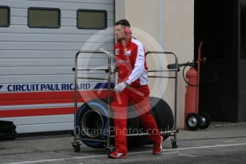 World © Octane Photographic Ltd. Pirelli wet tyre test, Paul Ricard, France. Tuesday 26th January 2016. Ferrari personnel taking tyres to Pirelli. Digital Ref: 1499LB5D6037