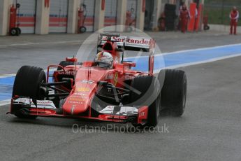 World © Octane Photographic Ltd. Pirelli wet tyre test, Paul Ricard, France. Tuesday 26th January 2016. Ferrari SF15-T – Sebastian Vettel. Digital Ref: 1499LB5D6064