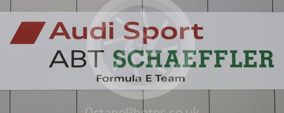 World © Octane Photographic Ltd. 5th February 2016 – Donington Park Formula e HQ. Audi Sport ABT Schaeffler Formula e team logo. Digital Ref : 1501CB1D0454