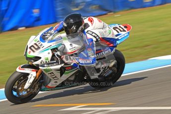 © Octane Photographic Ltd. 2012 World Superbike Championship – European GP – Donington Park. Friday 11th May 2012. WSBK Friday Qualifying practice. Leon Camier - Suzuki GSK-R1000. Digital Ref : 0330cb7d1612