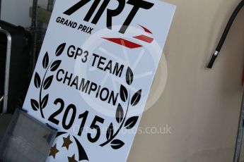 World © Octane Photographic Ltd. Thursday 26th November 2015. ART Grand Prix GP3 Team Champions. Yas Marina, Abu Dhabi. Digital Ref. : 1473CB7D1337