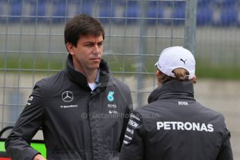 World © Octane Photographic Ltd. Mercedes AMG Petronas F1 W06 Hybrid – Nico Rosberg and Toto Wolff. Tuesday 23rd June 2015, F1 In Season Testing, Red Bull Ring, Spielberg, Austria. Digital Ref: 1322LB1D0859