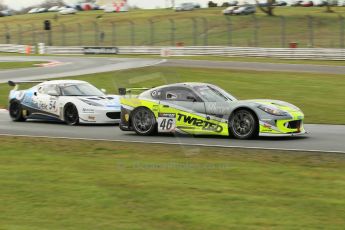 World © Octane Photographic Ltd. Avon Tyres British GT Championship Practice, Oulton Park, UK, Saturday 4th April 2015. G55 Ginetta GT4 – Pro/Am, Twisted Team Parker – Adrian Barwick and Bradley Ellis and Lotus Evora GT4 – Pro/Am, Ultra Tek Racing - Tim Eakin and Jamie Wall. . Digital Ref :