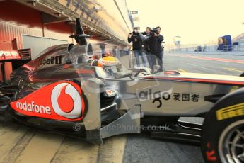 World © Octane Photographic 2011. Formula 1 testing Monday 21st February 2011 Circuit de Catalunya. McLaren MP4/26 - Lewis Hamilton. Digital ref : 0012CB1D2618