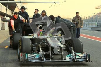 World © Octane Photographic 2011. Formula 1 testing Monday 21st February 2011 Circuit de Catalunya. Mercedes MGP W02 - Michael Schumacher. Digital ref : 0012CB5D0276