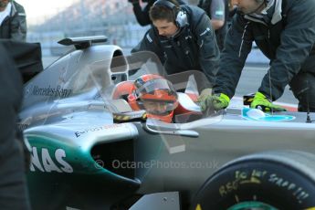 World © Octane Photographic 2011. Formula 1 testing Monday 21st February 2011 Circuit de Catalunya. Mercedes MGP W02 - Michael Schumacher. Digital ref : 0012CB1D2683