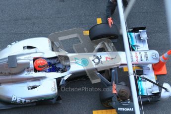 World © Octane Photographic 2011. Formula 1 testing Monday 21st February 2011 Circuit de Catalunya. Mercedes MGP W02 - Michael Schumacher. Digital ref : 0012CB1D2776