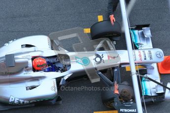 World © Octane Photographic 2011. Formula 1 testing Monday 21st February 2011 Circuit de Catalunya. Mercedes MGP W02 - Michael Schumacher. Digital ref : 0012CB1D2777