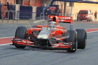 World © Octane Photographic 2011. Formula 1 testing Monday 21st February 2011 Circuit de Catalunya. Virgin MVR-02 - Jerome d'Ambrosio. Digital ref : 0012LW7D5377