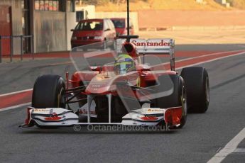 World © Octane Photographic 2011. Formula 1 testing Monday 21st February 2011 Circuit de Catalunya. Ferrari 150° Italia - Felipe Massa. Digital ref : 0012LW7D5423