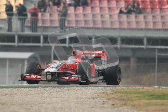 © Octane Photographic 2011. Formula 1 testing Sunday 20th February 2011 Circuit de Catalunya. Virgin MVR-02 - Timo Glock. Digital ref : 0010CB1D1782