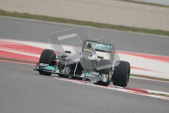 © Octane Photographic 2011. Formula 1 testing Sunday 20th February 2011 Circuit de Catalunya. Mercedes MGP W02 - Nico Rosberg. Digital ref : 0010CB1D1905
