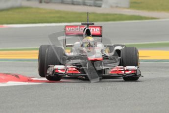 © Octane Photographic 2011. Formula 1 testing Sunday 20th February 2011 Circuit de Catalunya. McLaren MP4/26 - Lewis Hamilton. Digital ref : 0010CB1D2175