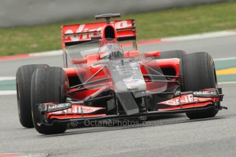 © Octane Photographic 2011. Formula 1 testing Sunday 20th February 2011 Circuit de Catalunya. Virgin MVR-02 - Timo Glock. Digital ref : 0010CB1D2281