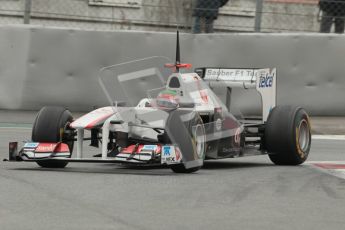 © Octane Photographic 2011.. Formula 1 testing Sunday 20th February 2011 Circuit de Catalunya. Sauber C30 - Sergio Perez. Digital ref : 0010CB1D2296
