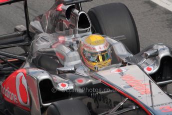© Octane Photographic 2011. Formula 1 testing Sunday 20th February 2011 Circuit de Catalunya. McLaren MP4/26 - Lewis Hamilton. Digital ref : 0010CB1D2563