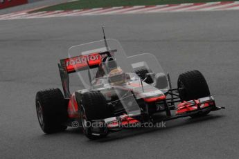 © Octane Photographic 2011. Formula 1 testing Sunday 20th February 2011 Circuit de Catalunya. McLaren MP4/26 - Lewis Hamilton. Digital ref : 0010LW7D2226
