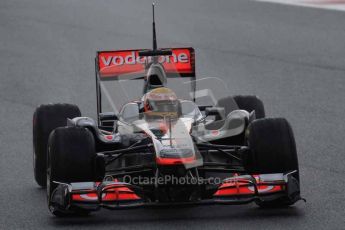 © Octane Photographic 2011. Formula 1 testing Sunday 20th February 2011 Circuit de Catalunya. McLaren MP4/26 - Lewis Hamilton. Digital ref : 0010LW7D2718