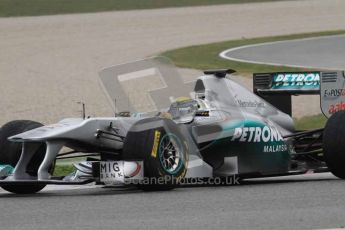 © Octane Photographic 2011. Formula 1 testing Sunday 20th February 2011 Circuit de Catalunya. Mercedes MGP W02 - Nico Rosberg. Digital ref : 0010LW7D3666