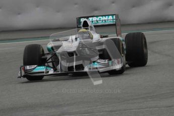 © Octane Photographic 2011. Formula 1 testing Sunday 20th February 2011 Circuit de Catalunya. Mercedes MGP W02 - Nico Rosberg. Digital ref : 0010LW7D3854