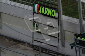 © Octane Photographic 2011. Formula 1 testing Sunday 20th February 2011 Circuit de Catalunya. Lotus - Jarno Trulli's pit board Digital ref : 0010LW7D4934