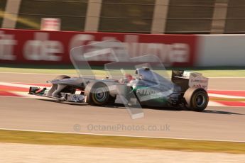 World © Octane Photographic 2010. © Octane Photographic 2011. Formula 1 testing Friday 18th February 2011 Circuit de Catalunya. Mercedes MGP W02 - Michael Shumacher. Digital ref : 0024CB1D0312