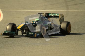 World © Octane Photographic 2010. © Octane Photographic 2011. Formula 1 testing Friday 18th February 2011 Circuit de Catalunya. Lotus T128 - Heikki Kovalainen. Digital ref : 0024CB7D9912