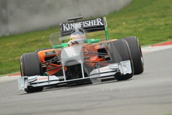 World © Octane Photographic 2011. Formula 1 testing Wednesday 9th March 2011 Circuit de Catalunya. Force India VJM04 - Paul di Resta. Digital ref : 0020CB1D1570