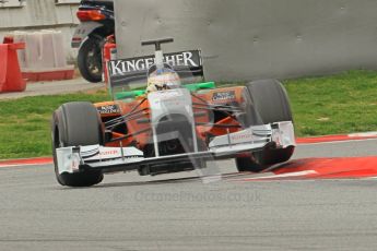 World © Octane Photographic 2011. Formula 1 testing Wednesday 9th March 2011 Circuit de Catalunya. Force India VJM04 - Paul di Resta. Digital ref : 0020CB1D2135