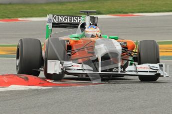 World © Octane Photographic 2011. Formula 1 testing Wednesday 9th March 2011 Circuit de Catalunya. Force India VJM04 - Paul di Resta. Digital ref : 0020CB1D2138