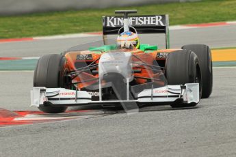 World © Octane Photographic 2011. Formula 1 testing Wednesday 9th March 2011 Circuit de Catalunya. Force India VJM04 - Paul di Resta. Digital ref : 0020CB1D2145